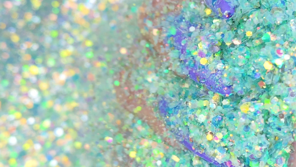 green blue iridescent opal custom multi-size glitter mix for art, body, nails and more - PDB Creative Studio