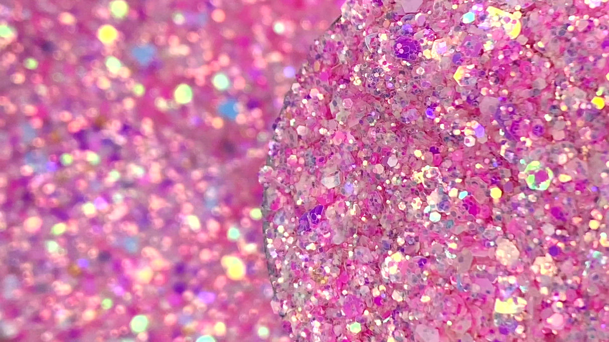 pink custom multi size shape chunky glitter for art, body, nails / PDB Creative Studio