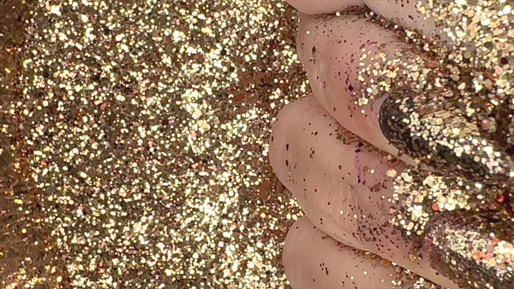 gold copper custom glitter mix for art, body, nails and more - PDB Creative Studio