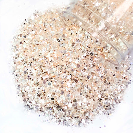 Translucent peach multi size chunky glitter mix for art, body, nails / PDB Creative Studio