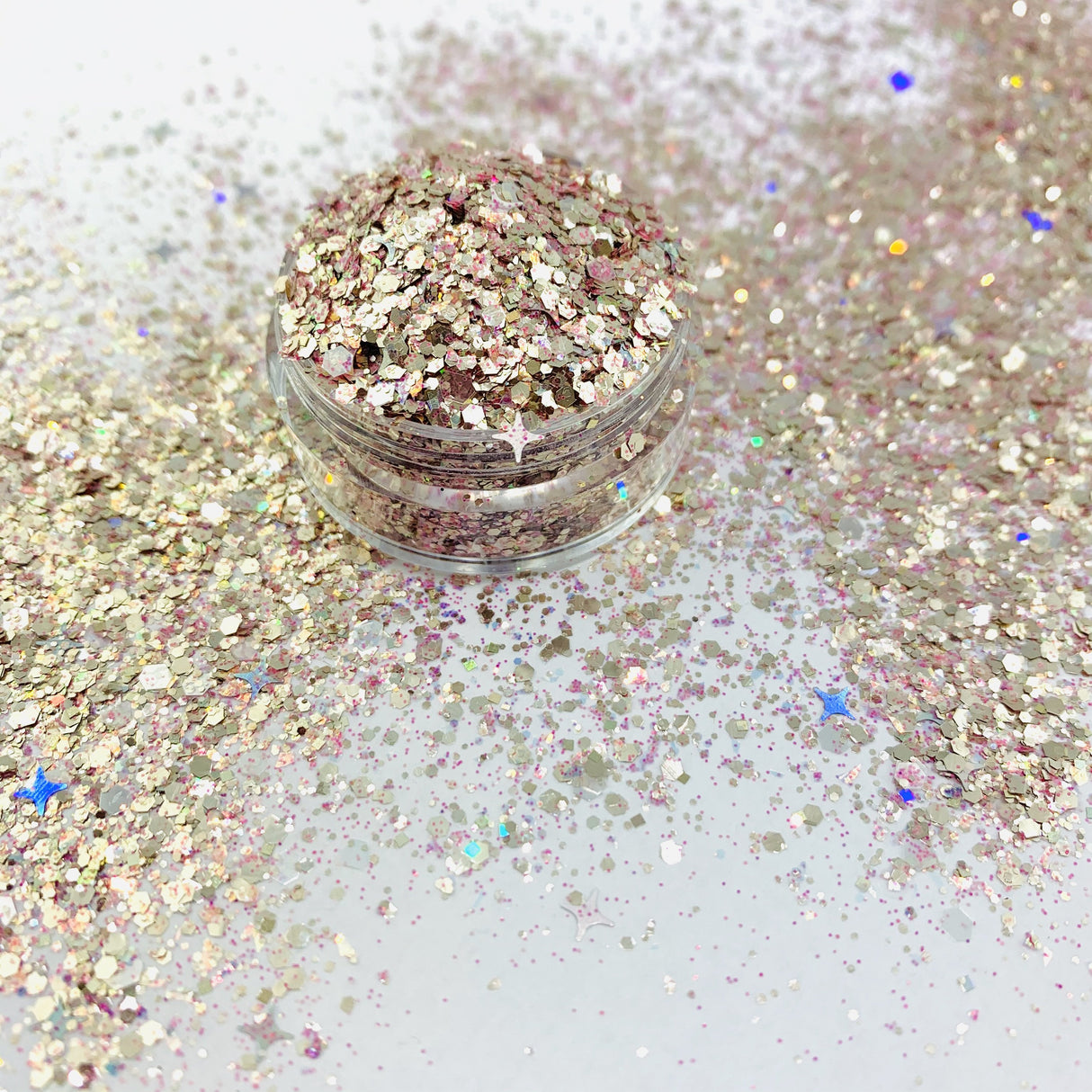 Gold custom mix glitter for art, body, nails / PDB Creative Studio