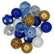 BLUE/GOLD 20MM BUBBLEGUM BEAD MEAD -  ASSORTED STYLE BLUE, GOLD, AND WHITE ACRYLIC BEAD MIX for bracelets, jewelry making, crafts, and more - PDB Creative Studio