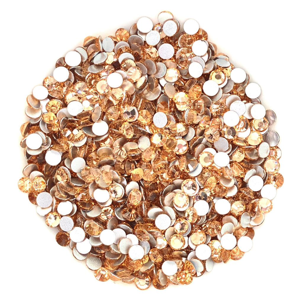 LT. PEACH - Gold Brown Glam Glass® flatback, non hotfix rhinestones for art, body, nails and more - PDB Creative Studio