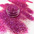 Neon fuschia fine polyester glitter for body, nails, art and more - PDB Creative Studio