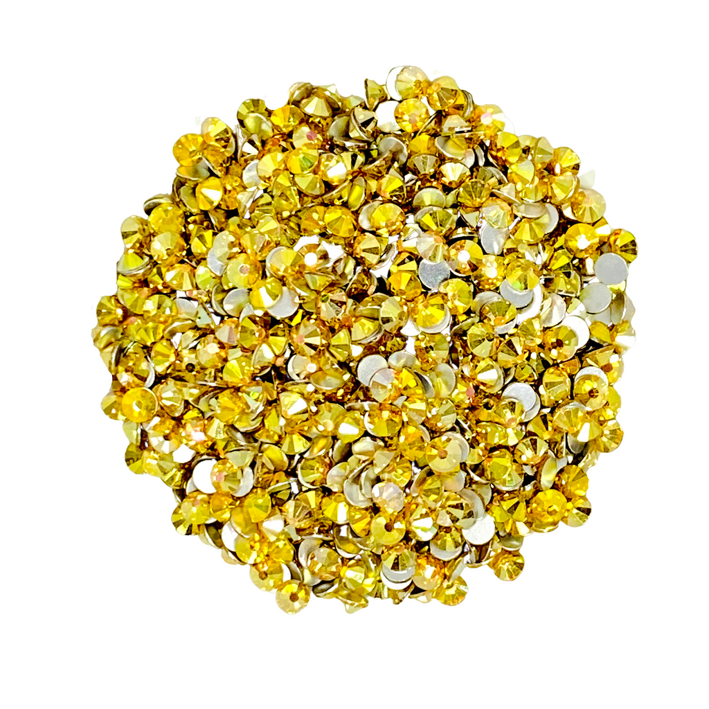 SUNSHINE GOLD - YELLOW GOLD Glam Glass® flatback, non hotfix rhinestones for art, body, nails and more - PDB Creative Studio