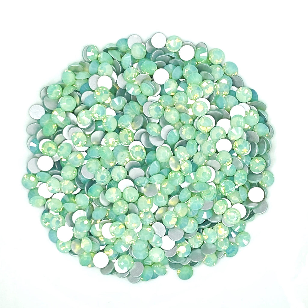 GREEN OPAL PASTEL MINT Glam Glass® flatback, non hotfix rhinestones for art, body, nails and more - PDB Creative Studio