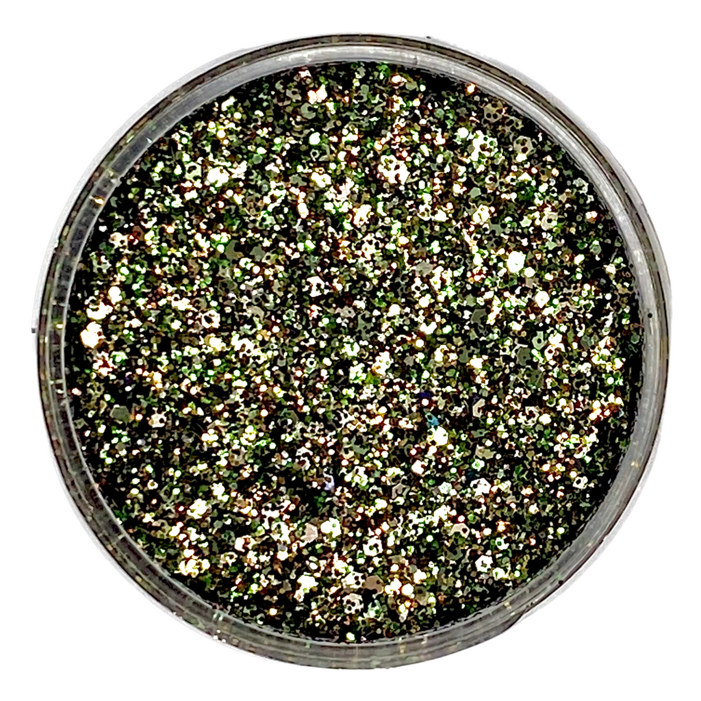 Camo Green and Brown custom glitter mix for body, art, nails and more - PDB Creative Studio