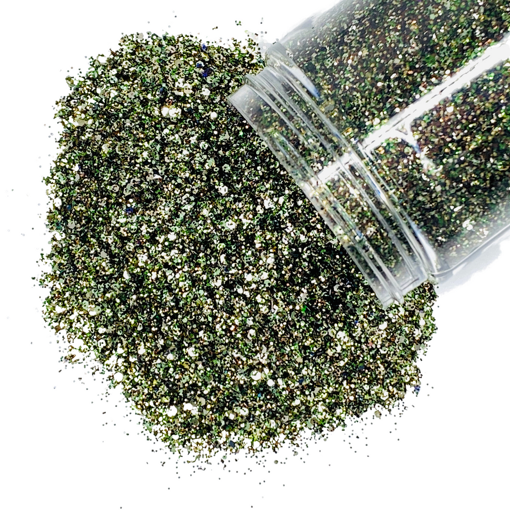 Camo Green and Brown custom glitter mix for body, art, nails and more - PDB Creative Studio