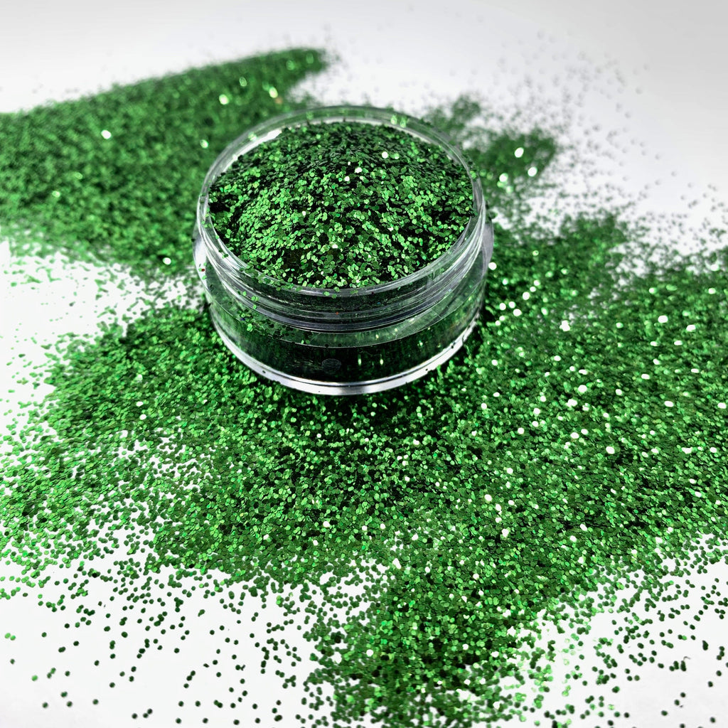 green fine poly glitter for art, body, nails and more - PDB Creative Studio