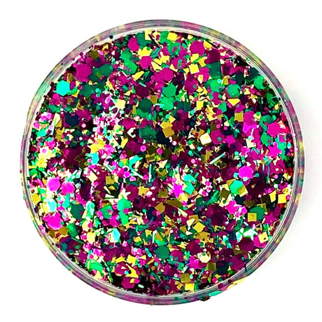 Purple, green, yellow gold custom chunky glitter mix / PDB Creative Studio for art, nails and projects