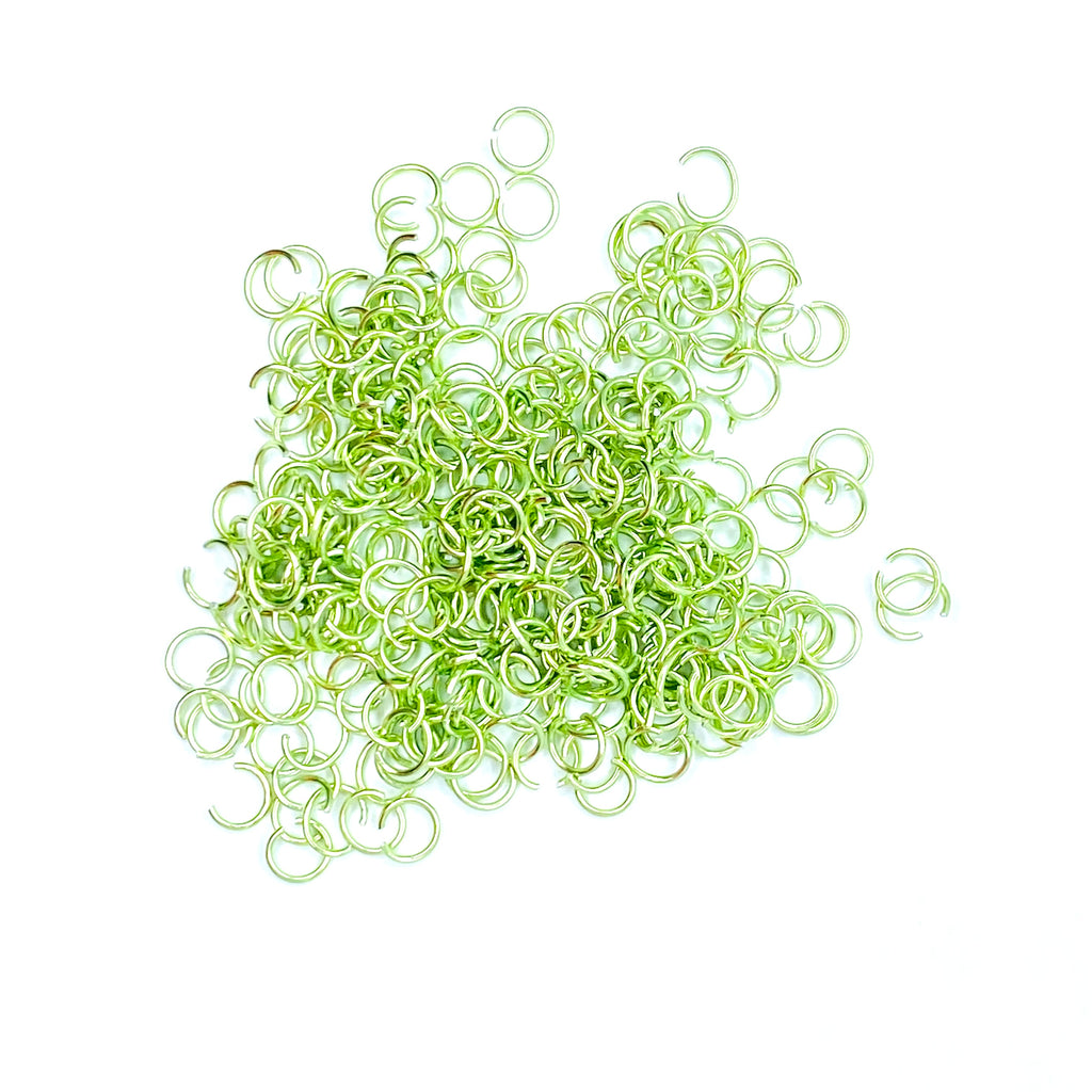 LT. GREEN JUMP RINGS - GREEN METAL JUMP RINGS for bracelets, jewelry making, crafts, and more - PDB Creative Studio