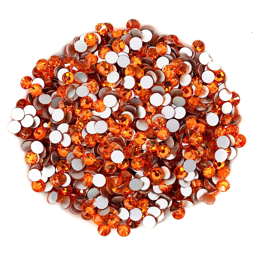 Hyacinth Orange Glam Glass® flat back rhinestones for art, body, nails - PDB Creative Studio