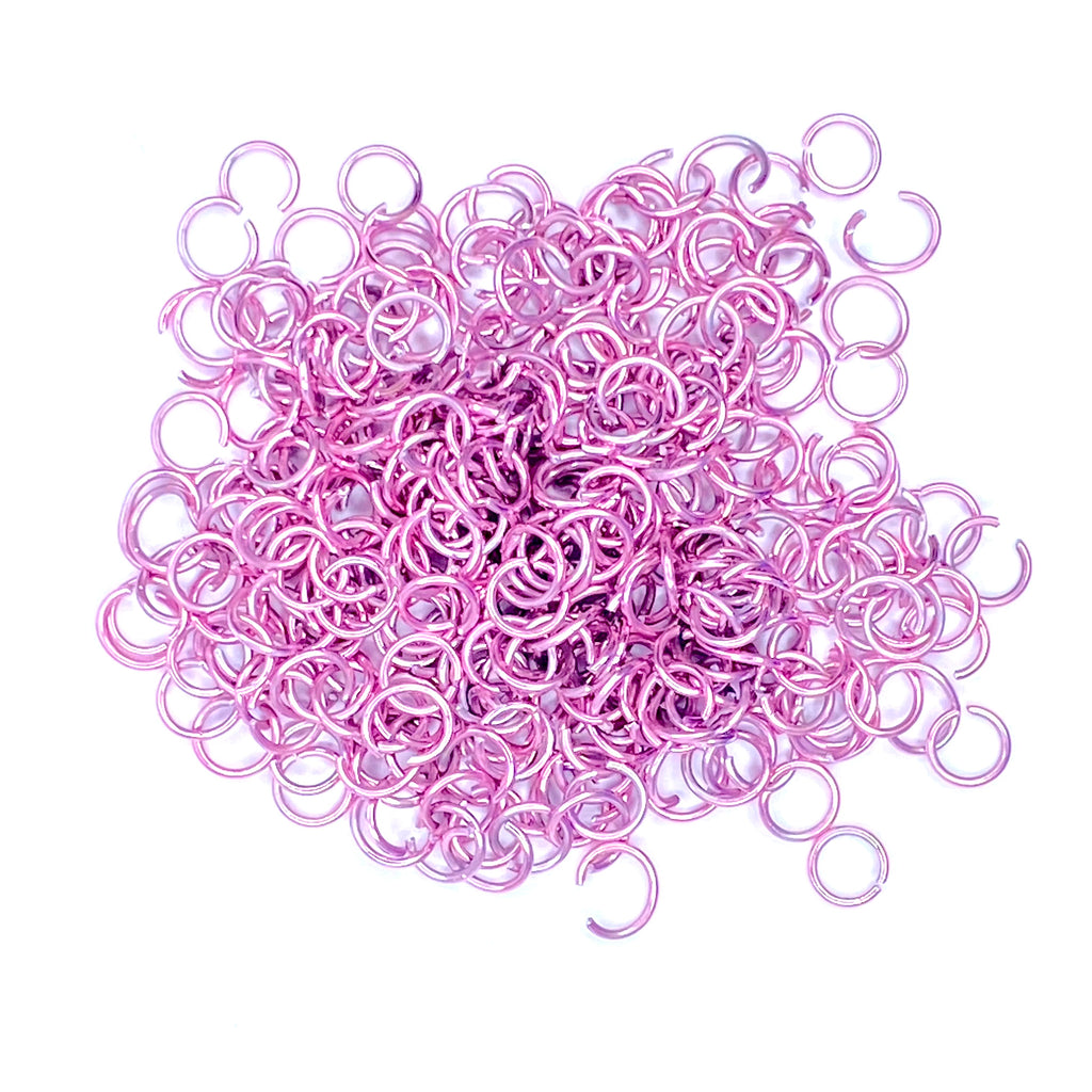 PINK JUMP RINGS - PINK METAL JUMP RINGS for bracelets, jewelry making, crafts, and more - PDB Creative Studio
