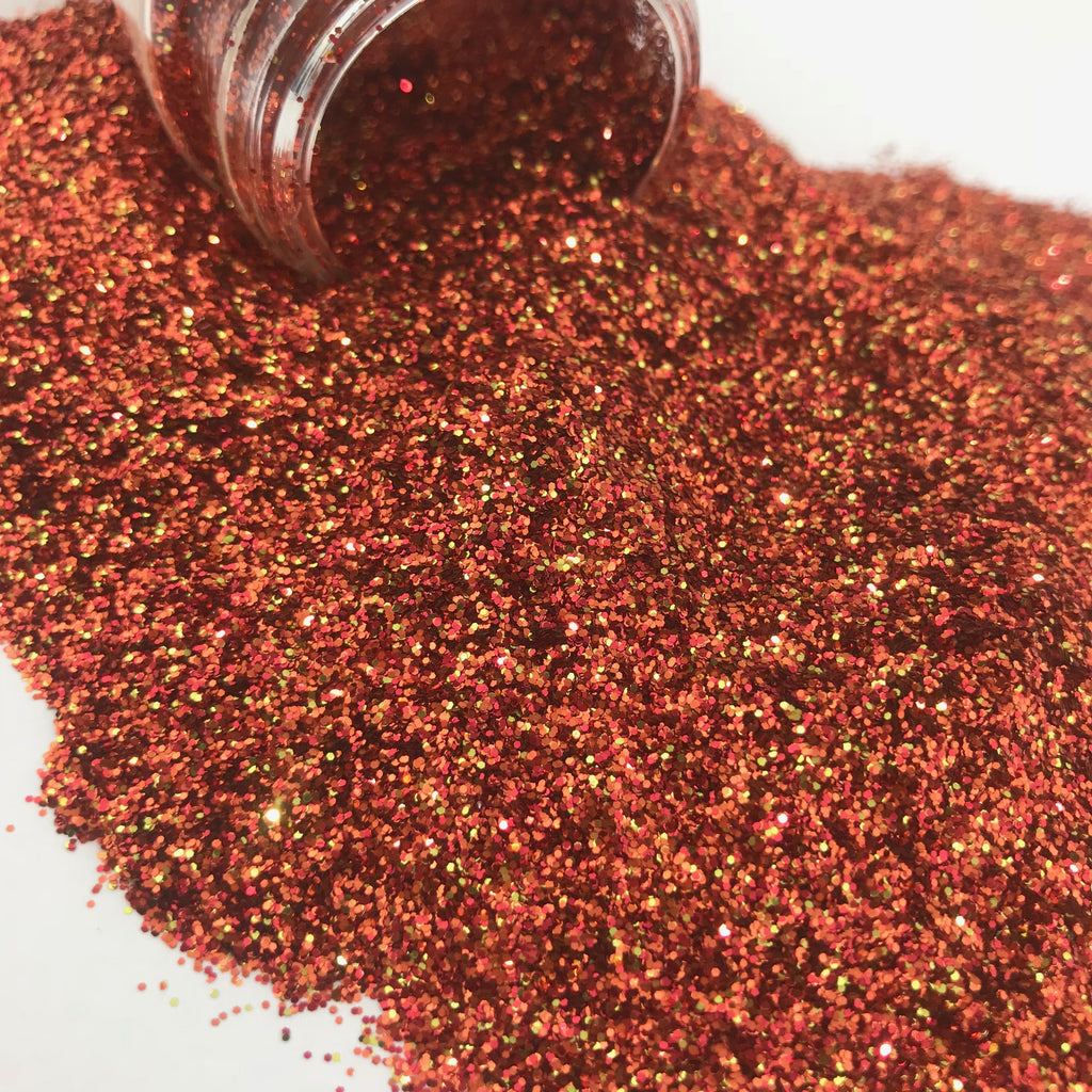 Red brown gold polyester custom glitter mix for art, body, nails and more - PDB Creative Studio