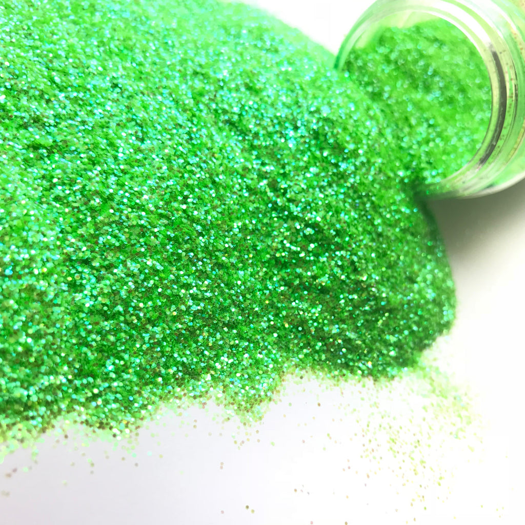 neon green poly glitter for art, body, nails and more - PDB Creative Studio