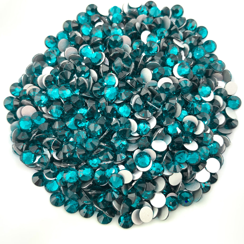 BLUE ZIRCON - BLUE AQUA TEAL Glam Glass® flatback, non hotfix rhinestones for art, body, nails and more - PDB Creative Studio