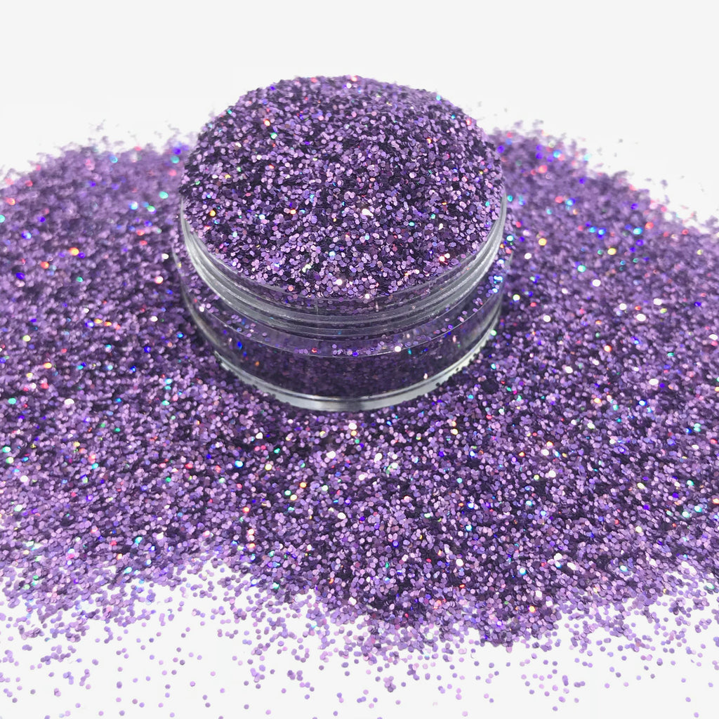 Purple holographic fine polyester glitter for art, body, nails / PDB Creative Studio