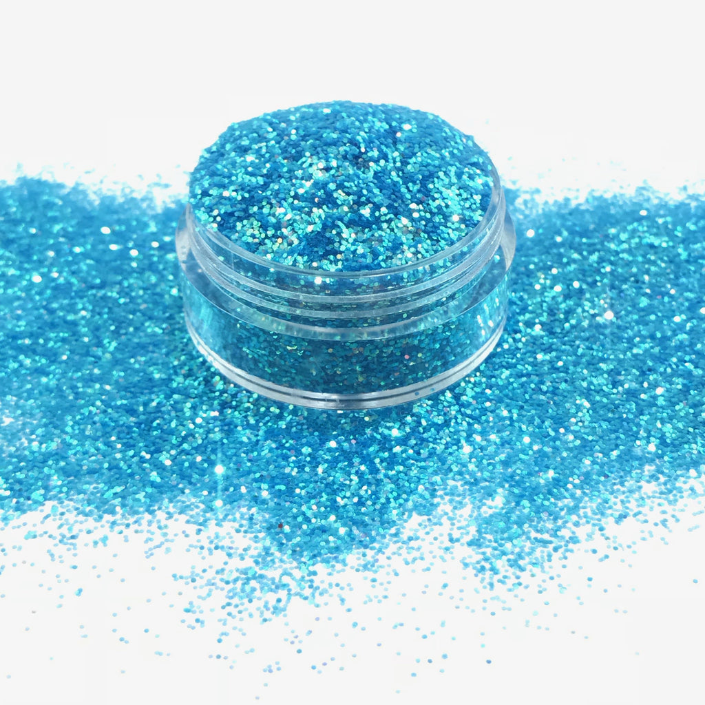 Iridescent blue fine polyester glitter for art, body, nails and more - PDB Creative Studio