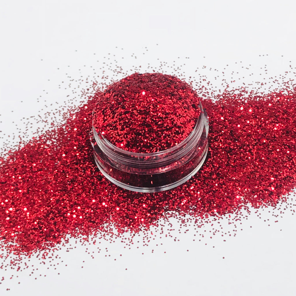 Red fine polyester glitter for art, body, nails and more - PDB Creative Studio