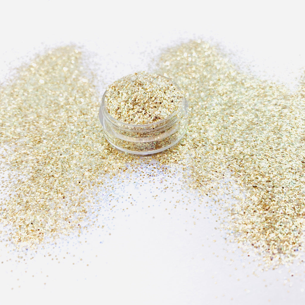 Gold opal custom polyester glitter mix for art, body, nails and more - PDB Creative Studio