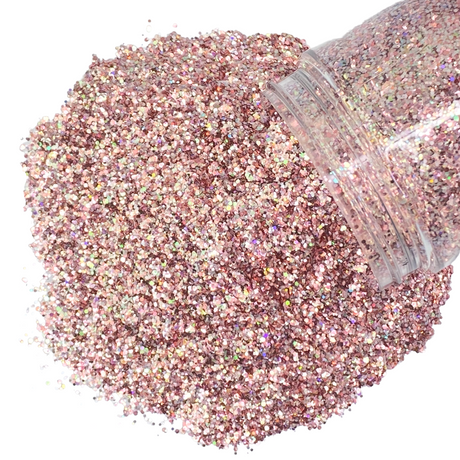 pink rose holographic polyester glitter mix for art, body, nails and more - PDB Creative Studio