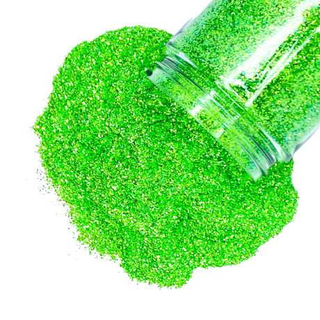 Neon green polyester custom glitter mix for art, body, nails and more - PDB Creative Studio