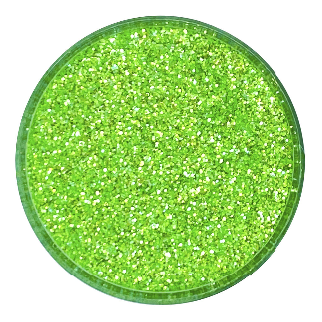 Neon green polyester custom glitter mix for art, body, nails and more - PDB Creative Studio
