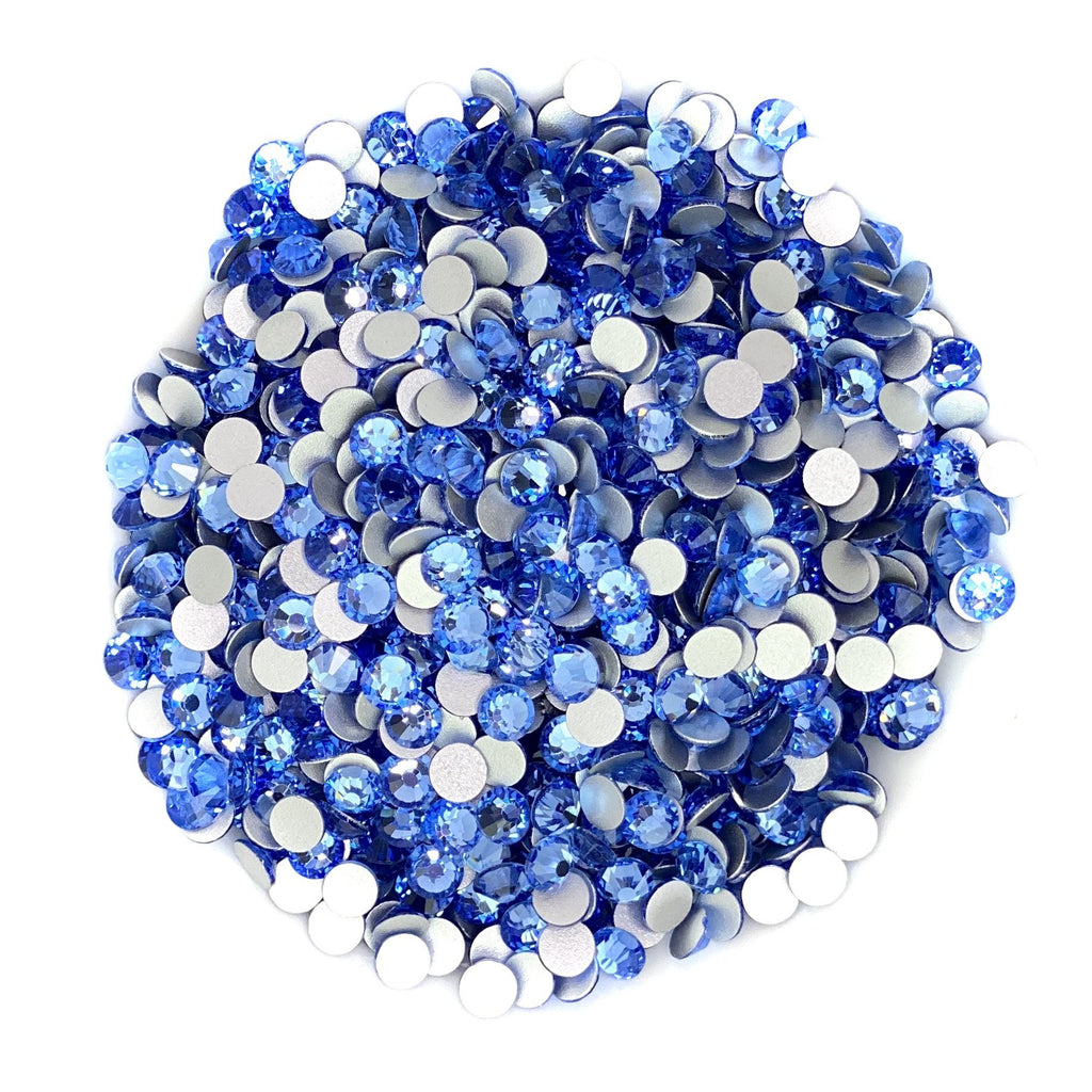 LT SAPPHIRE - LIGHT BLUE Glam Glass® flatback, non hotfix rhinestones for art, body, nails and more - PDB Creative Studio
