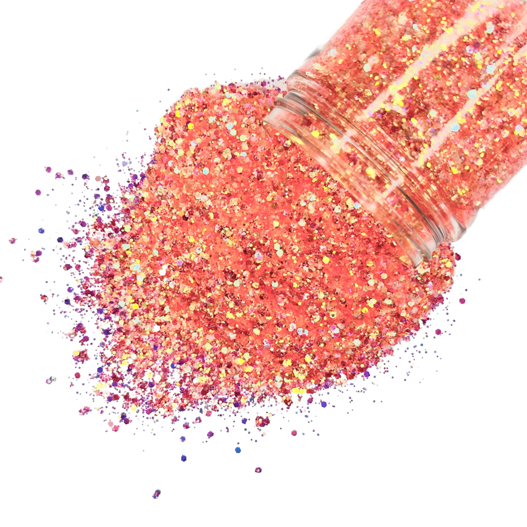 Orange Opal custom multi-size glitter mix for art, body, nails and more - PDB Creative Studio