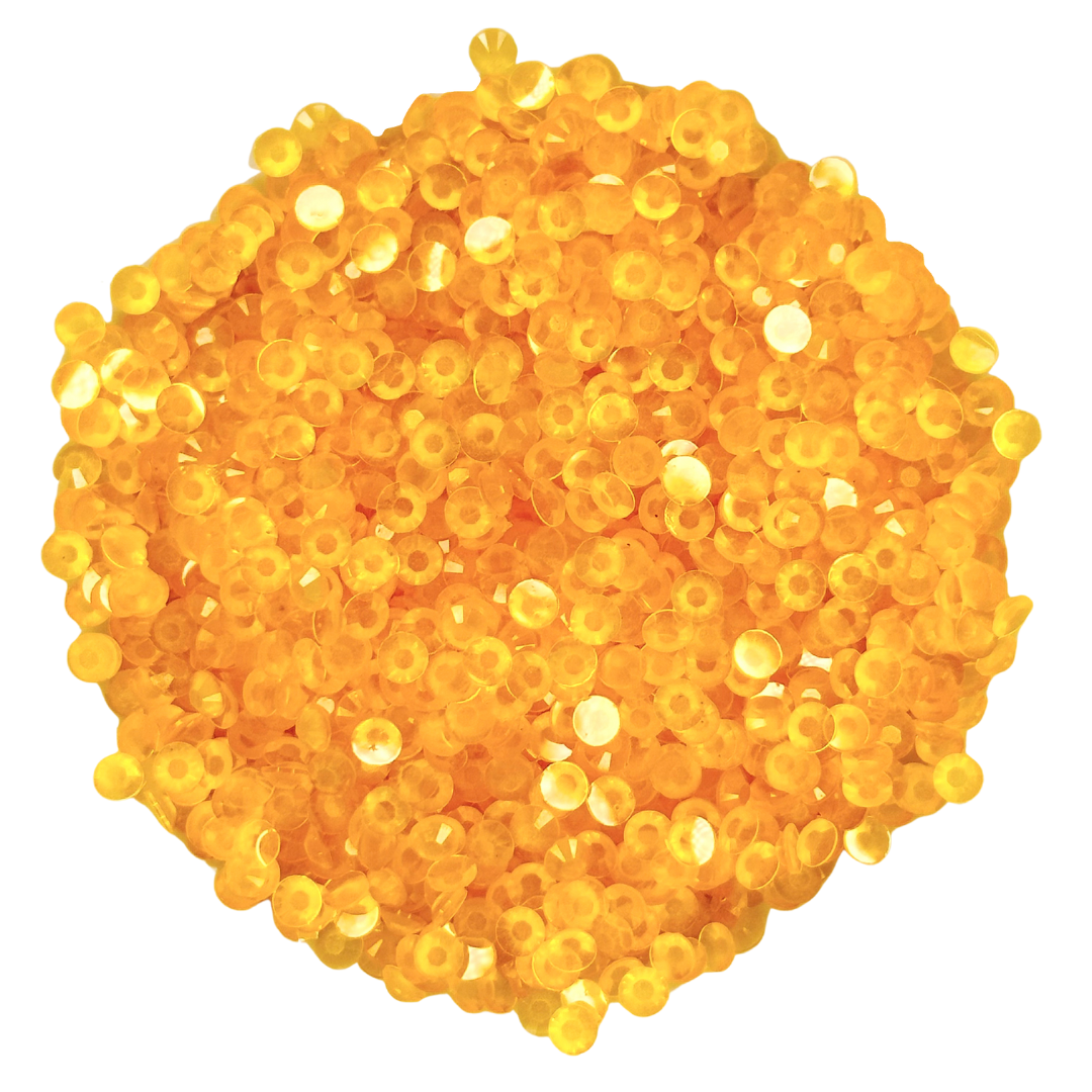 TRANSPARENT LT TOPAZ LUMINOUS GLOW CLEAR ORANGE JELLY RESIN flat back, non hotfix rhinestones for art, body, nails and more - PDB Creative Studio