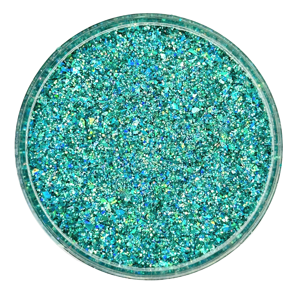 teal turquoise custom multi-size/shape glitter mix for art, body, nails and more - PDB Creative Studio
