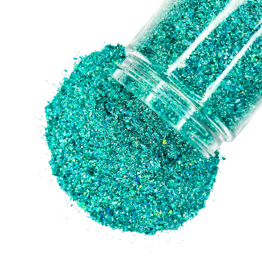 teal turquoise custom multi-size/shape glitter mix for art, body, nails and more - PDB Creative Studio