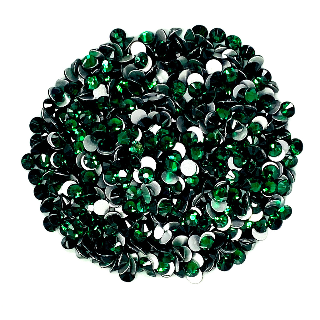 EMERALD - DARK GREEN Glam Glass® flatback, non hotfix rhinestones for art, body, nails and more - PDB Creative Studio