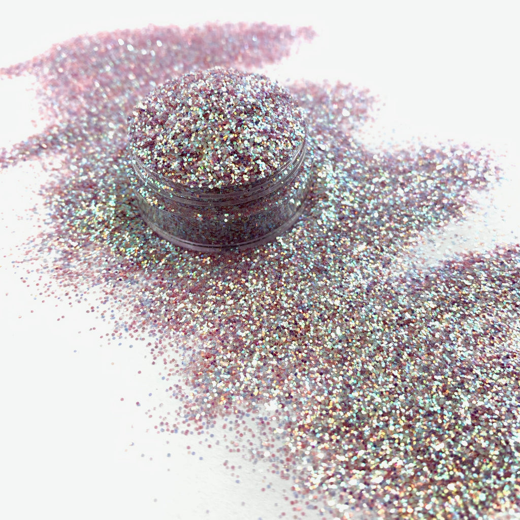 Pink iridescent polyester glitter mix for art, body, nails and more - PDB Creative Studio