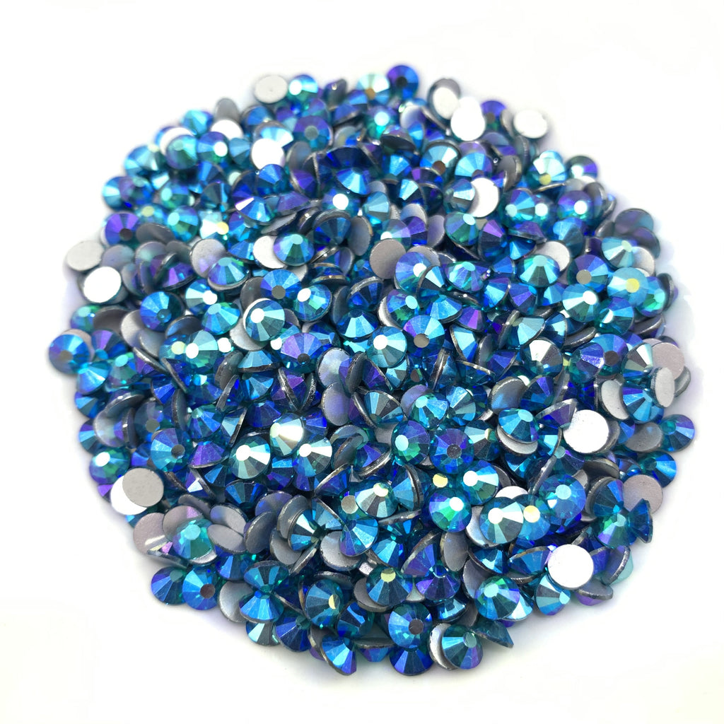 BLUE ZIRCON AB - DARK BLUE AQUA Glam Glass® flatback, non hotfix rhinestones for art, body, nails and more - PDB Creative Studio