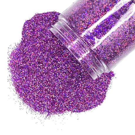 Super holographic purple polyester glitter for art, body, nails and more - PDB Creative Studio