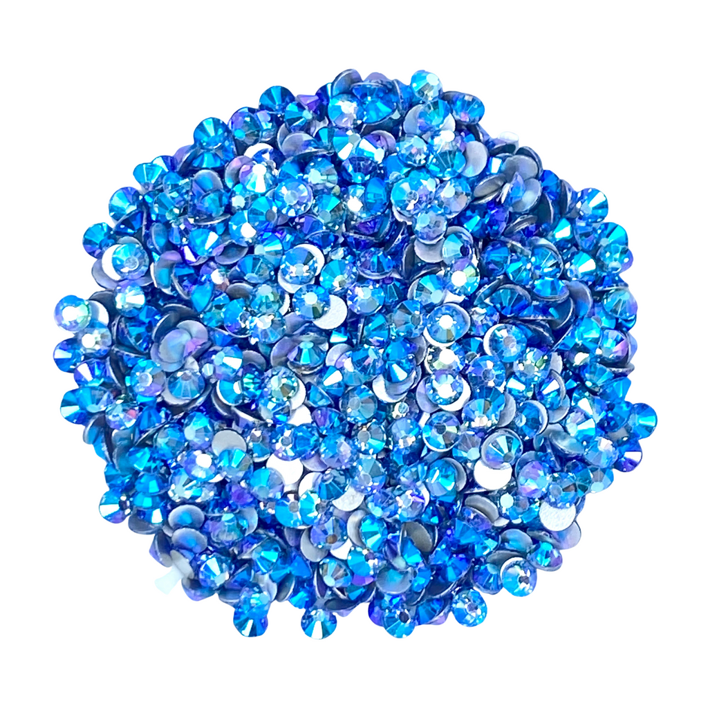 LT SAPPHIRE AB - LIGHT BLUE AQUA AB Glam Glass® flatback, non hotfix rhinestones for art, body, nails and more - PDB Creative Studio