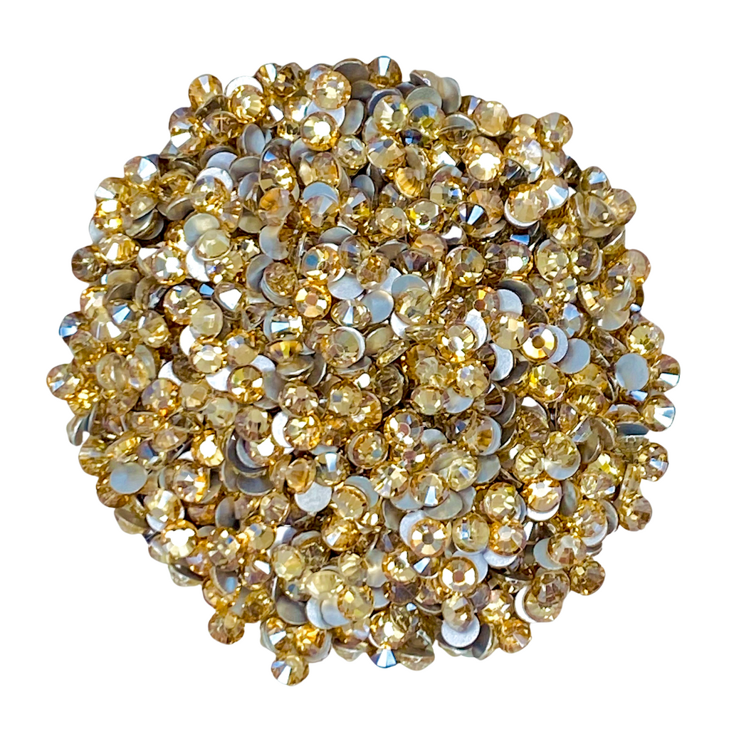 GOLDEN SHADOW - LIGHT CHAMPAGNE YELLOW GOLD Glam Glass® flatback, non hotfix rhinestones for art, body, nails and more - PDB Creative Studio