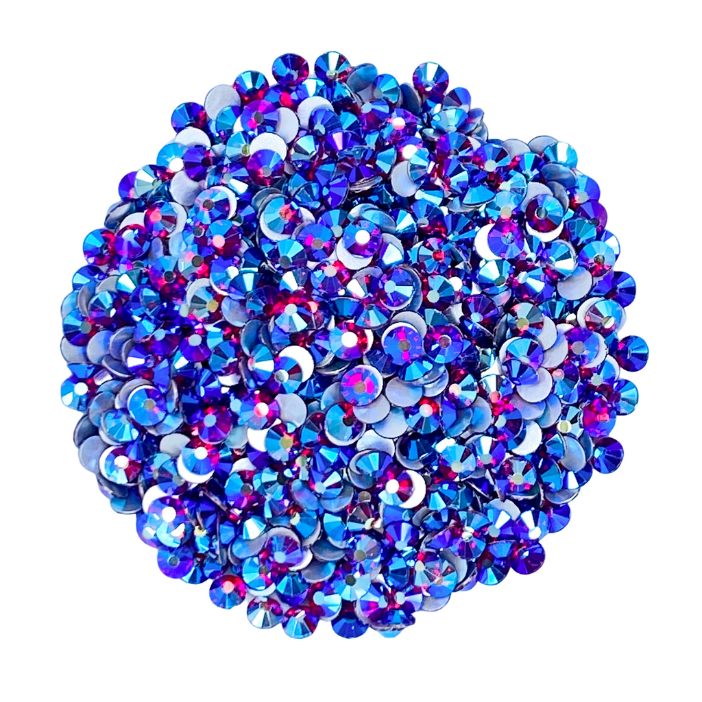 SIAM AB - RED BLUE AB Glam Glass® flatback, non hotfix rhinestones for art, body, nails and more - PDB Creative Studio