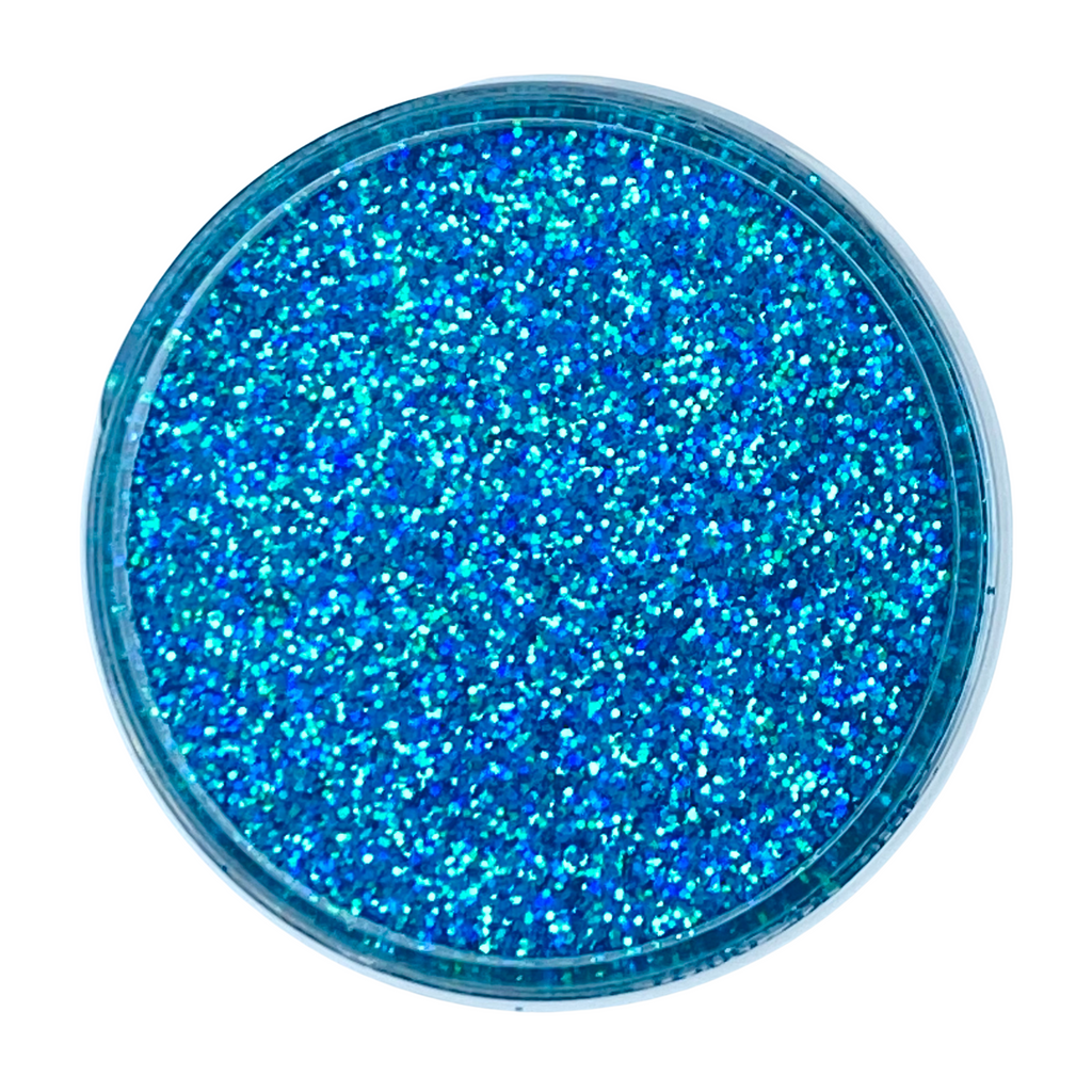 Bright blue holographic fine glitter for art, body, nails and more - PDB Creative Studio