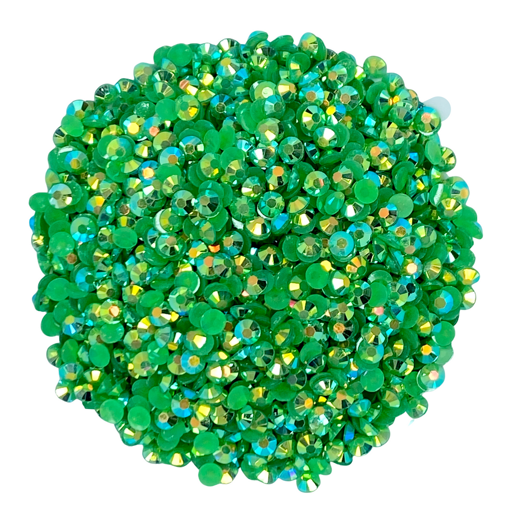 EMERALD GREEN AB JELLY RESIN flat back, non hotfix rhinestones for art, body, nails and more - PDB Creative Studio