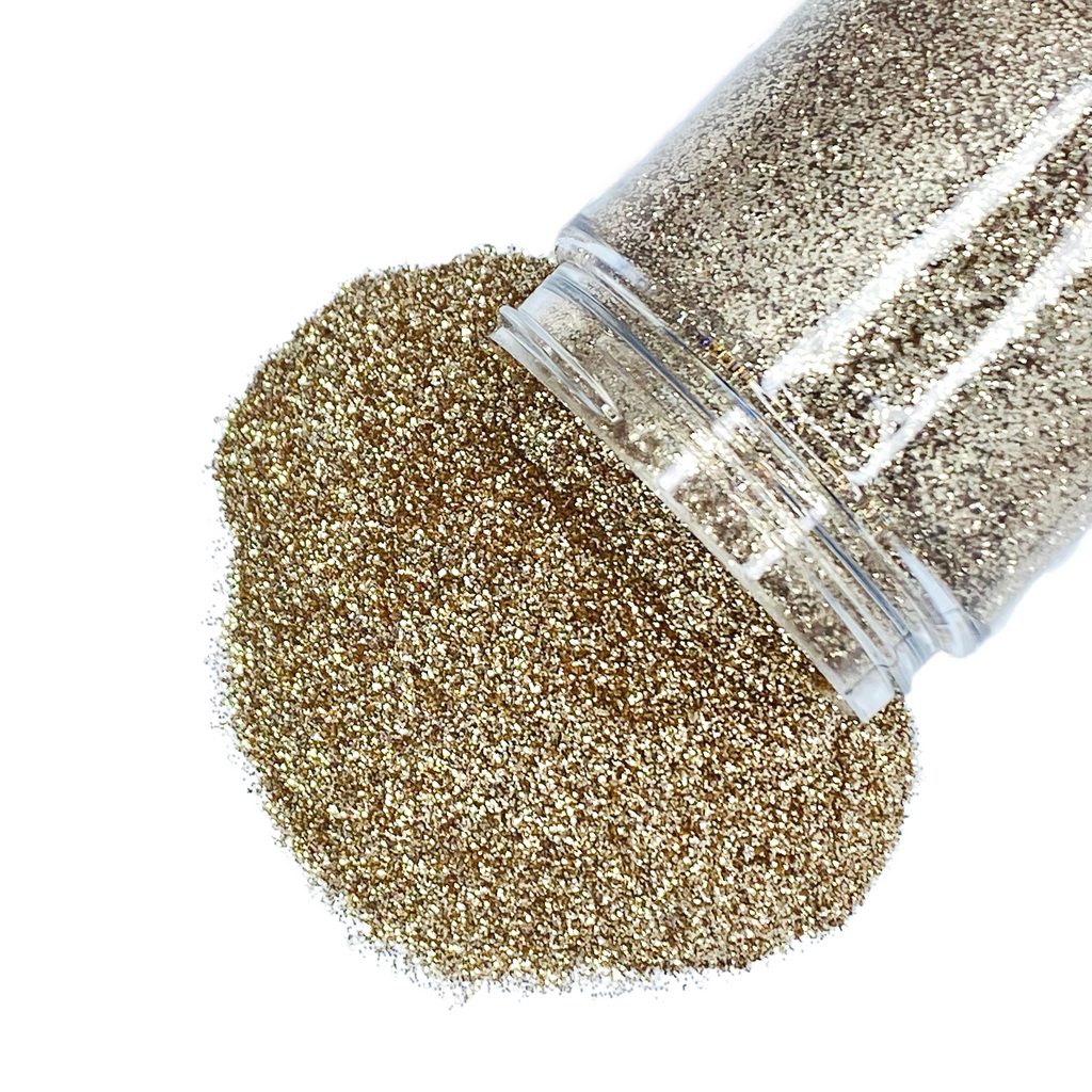 gold extra fine polyester glitter for art, nails, body and more - PDB Creative Studio