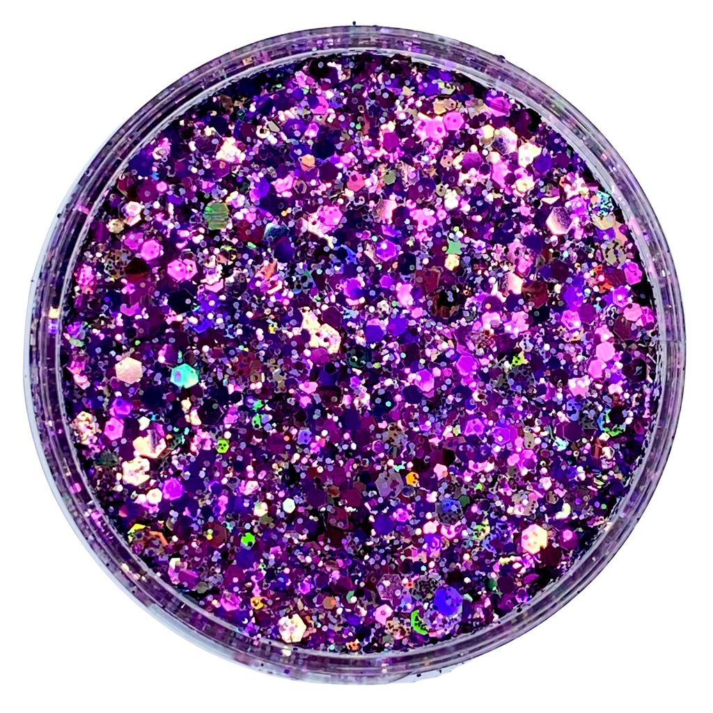 Purple multi-size custom glitter mix for art, nails, body and more