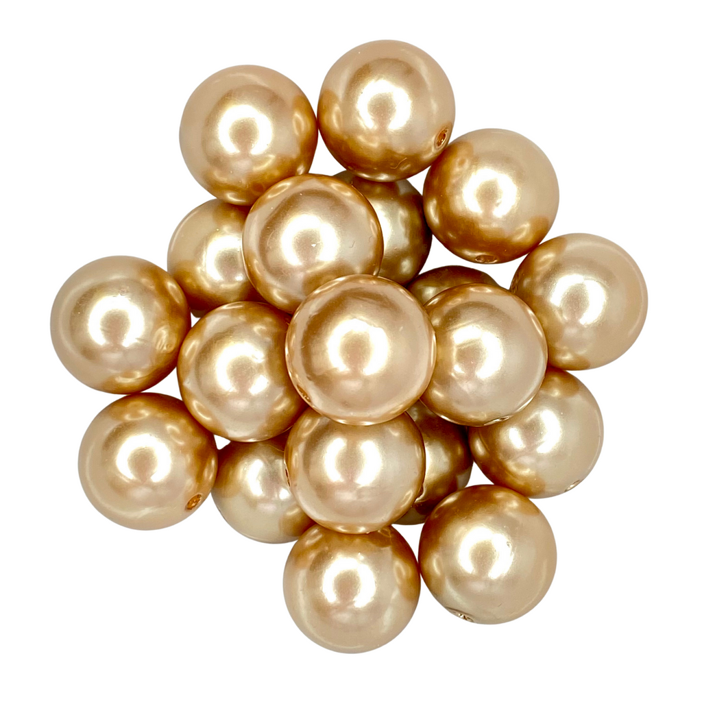 CHAMPAGNE 20MM BUBBLEGUM BEAD - CHAMPAGNE GOLD PEARL COATED ACRYLIC BEAD for bracelets, jewelry making, crafts, and more - PDB Creative Studio
