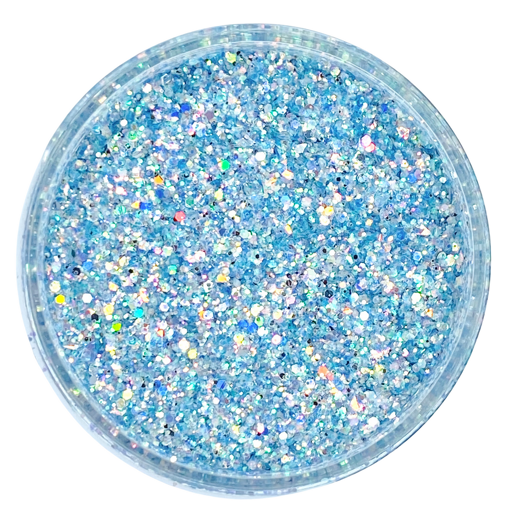 light blue opal custom glitter mix for art, body, nails and more - PDB Creative Studio