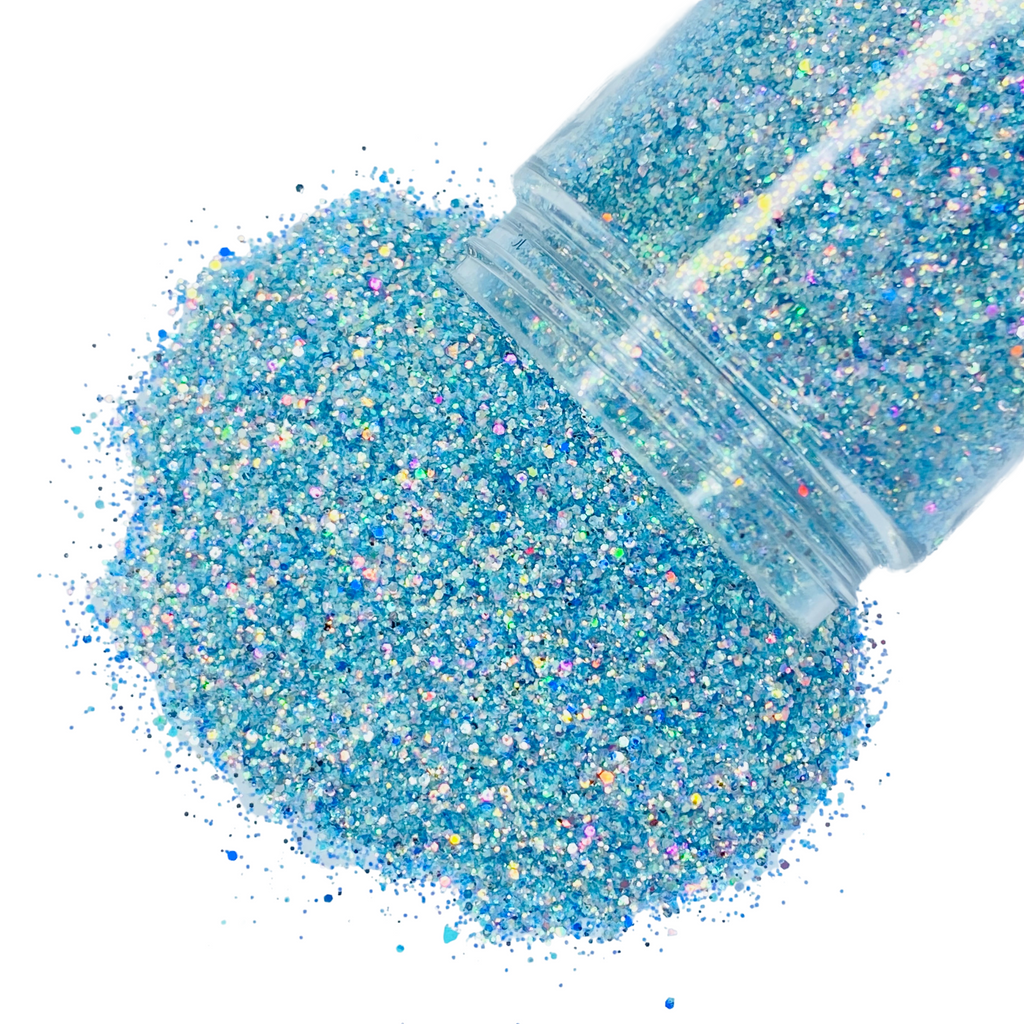 light blue opal custom glitter mix for art, body, nails and more - PDB Creative Studio