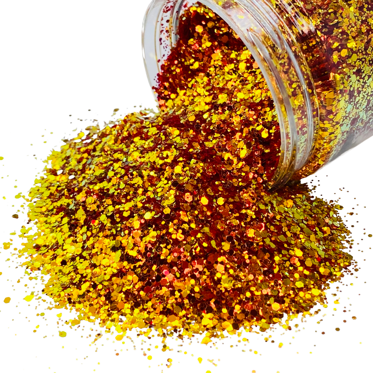 color shift chameleon red orange fine polyester glitter for art, body, nails and more - PDB Creative Studio