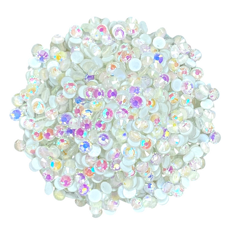 LUMINOUS WHITE - GLOW WHITE AB Glam Glass® flatback, non hotfix rhinestones for art, body, nails and more - PDB Creative Studio