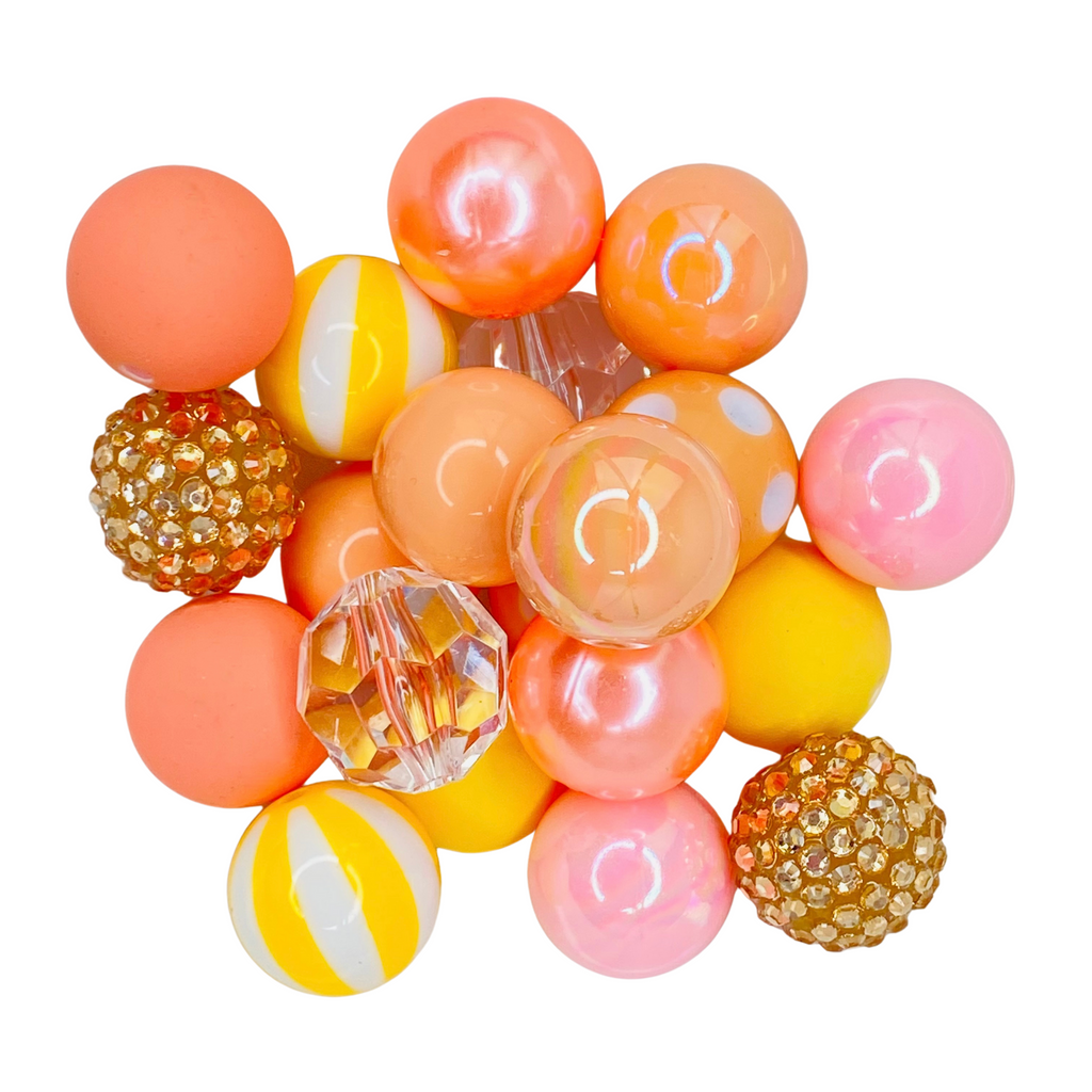 CORAL 20MM BUBBLEGUM BEAD MIX -  CORAL PINK AND PEACH ASSORTED ACRYLIC BEAD MIX for bracelets, jewelry making, crafts, and more - PDB Creative Studio