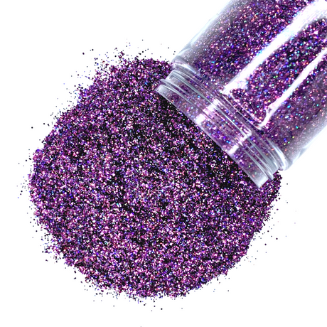deep purple holographic custom multi-size glitter mix for art, body, nails and more - PDB Creative Studio